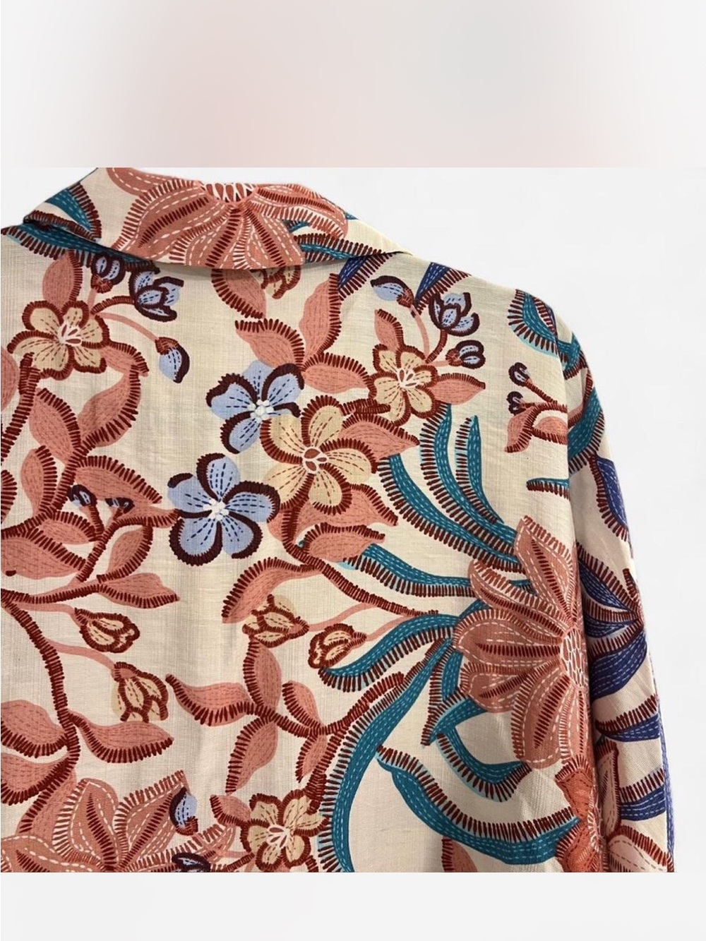 Bibi Bold Multicolor Floral Print Oversized Button Down Top - Picture 9 of 10
